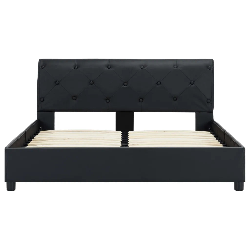 Letto matrimoniale | Letto per adulti | Giroletto Nero in Similpelle 140x200 cm