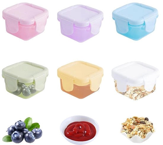 Scatole a Vortice Piccole con Coperture in Plastica, 6 pezzi 2 oz / 60 ml Scatole per Insalata Scatole per Salsa Scatole per Spezie Scatole per Congelati