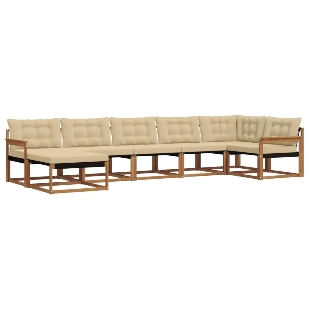 Set di divani da esterno con cuscino 7 pcs Naturale e Beige 3369668