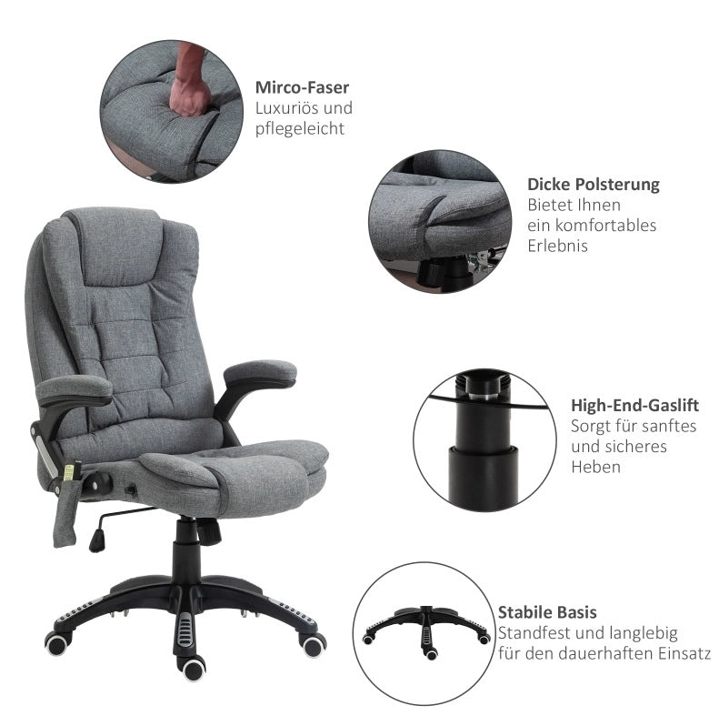 Poltrona da ufficio ergonomica con massaggio e riscaldamento grigio scuro