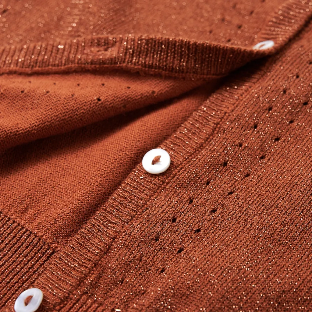 Cardigan da Bambina Lavorato a Mano Cognac 128 14517
