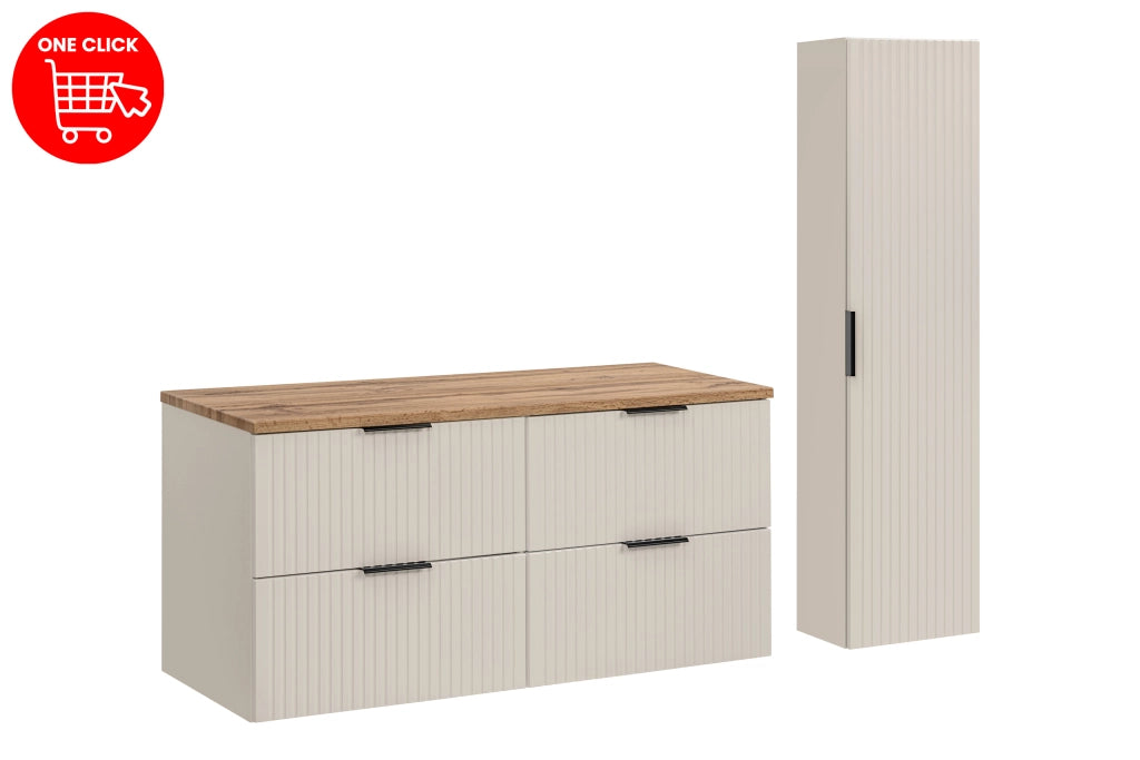Set mobili bagno 120 cm con piano e Szafką wysoką Adel Cashmere 120 cm