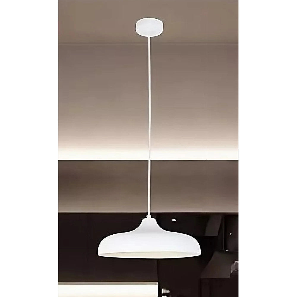 Trade Shop - Lampadario A Sospensione Moderno Contemporaneo E27 Paralume Ferro Cupola Bianco 33344 -