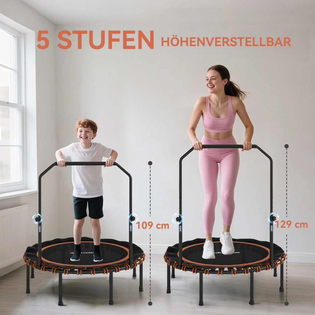 Trampolino Fitness con Manubrio Regolabile ¨C zephmum ¨C Acciaio, Plastica, Arancione