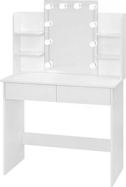 Tavolo di legno con specchio e spazio di stoccaggio - ampio e stile - design bianco chiaro - 90x135x40 cm