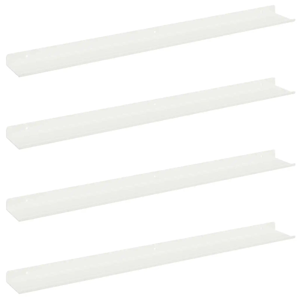 4 pz Mensola | Ripiano | Scaffale sospesa Bianco 80 x 9 x 2,5 cm Acciaio