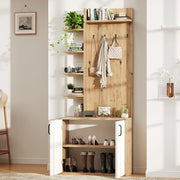 Mobile ingresso salvaspazio 75x33x180 cm in truciolare; colore legno naturale e bianco