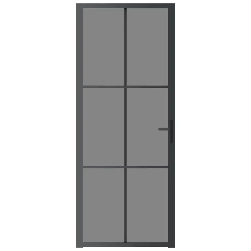 Porta Interna 83x201,5 cm Nera in Vetro ESG e Alluminiocod mxl 103022