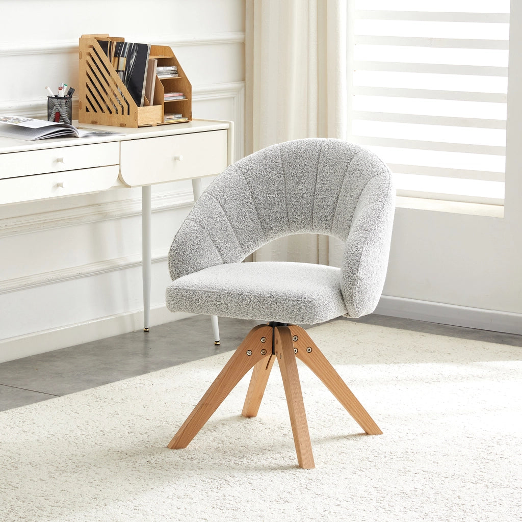 SEDIA Girevole 360° Set da 2 pezzi 84 cm Tessuto Grigio Chiaro e Legno Massello