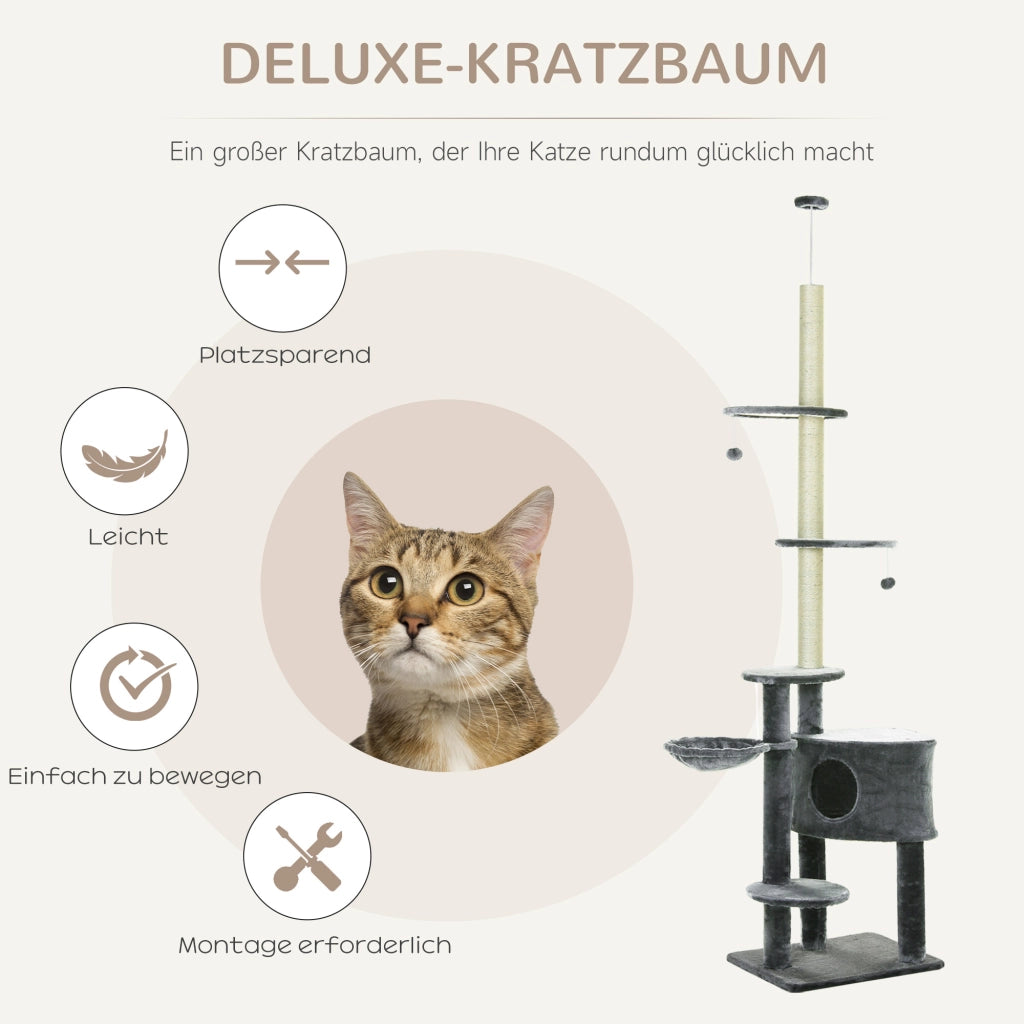 Albero tiragraffi per gatti ¨C zephmum ¨C Grigio scuro 220-265 cm