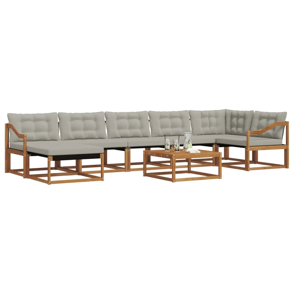 Set di divani da esterno 8 pcs Grigio Naturale e Chiaro