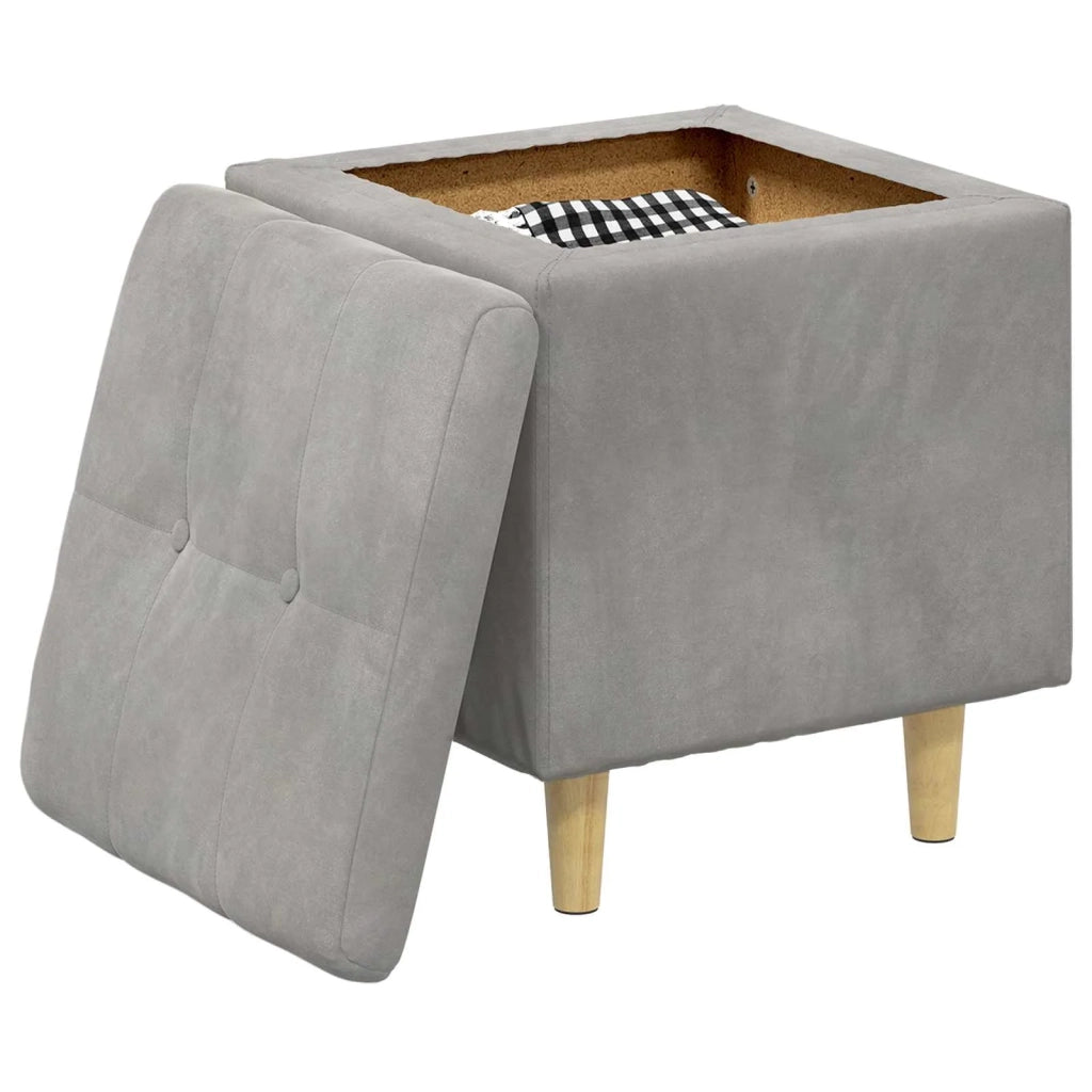Pouf contenitore Grigio chiaro 40 x 40 x 45 cm Velluto