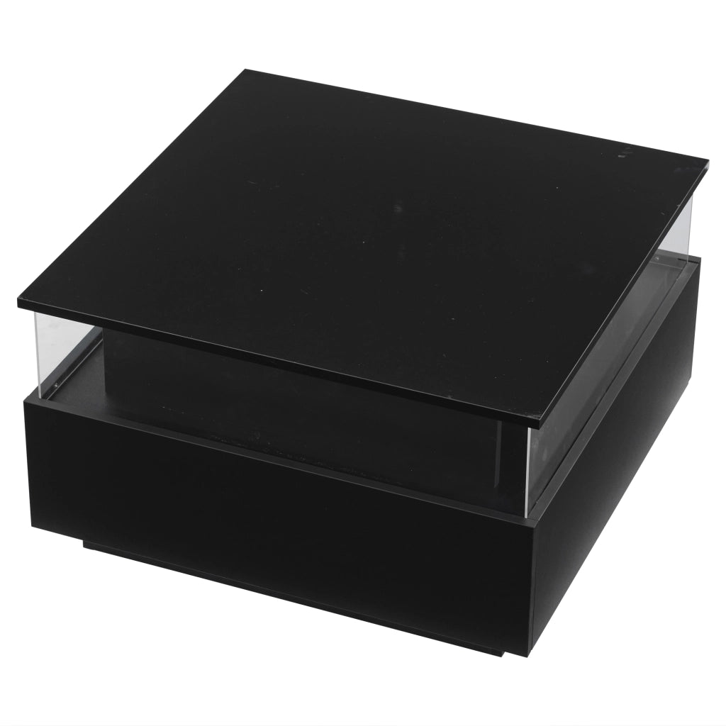 Tavolino da Caff¨¨ LED con 2 Cassetti e Piano Trasparente ¨C Xylo ¨C Bianco Lucido 70x70x41