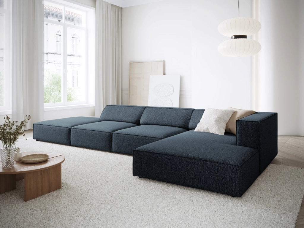 Cosmopolitan Design - Divano angolare destro "Arendal" 5 posti in ciniglia blu reale 