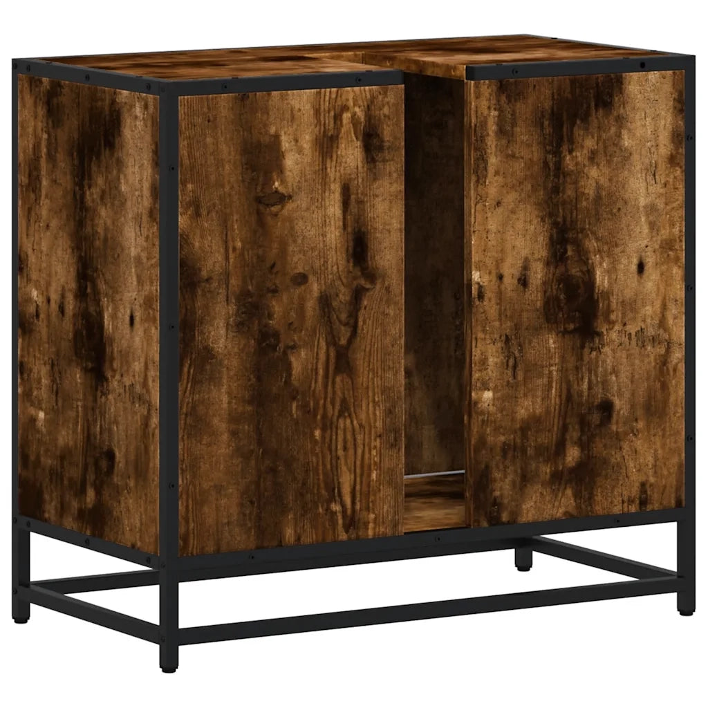 vidaXL Mobile Lavabo Bagno Rovere Fumo 65x33x60 cm Legno Multistrato