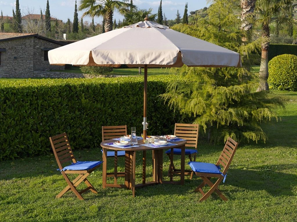 Ombrellone da Giardino Ø3 m Palo Ø48 mm in Legno Bauer Island Ecrù