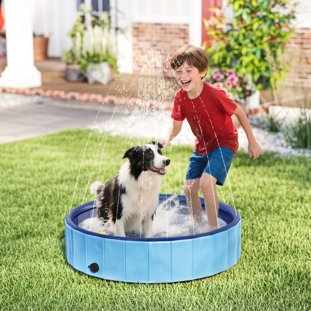 Piscina per cani pieghevole ¨C zephmum ¨C PVC antiscivolo ?100x30 cm blu chiaro
