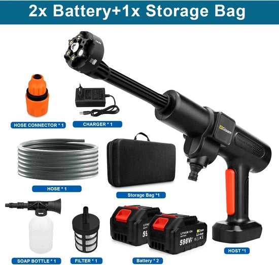 Ricambi Hogedrukreiniger 200Bar 6 in 1 2 batterie elettrico nero