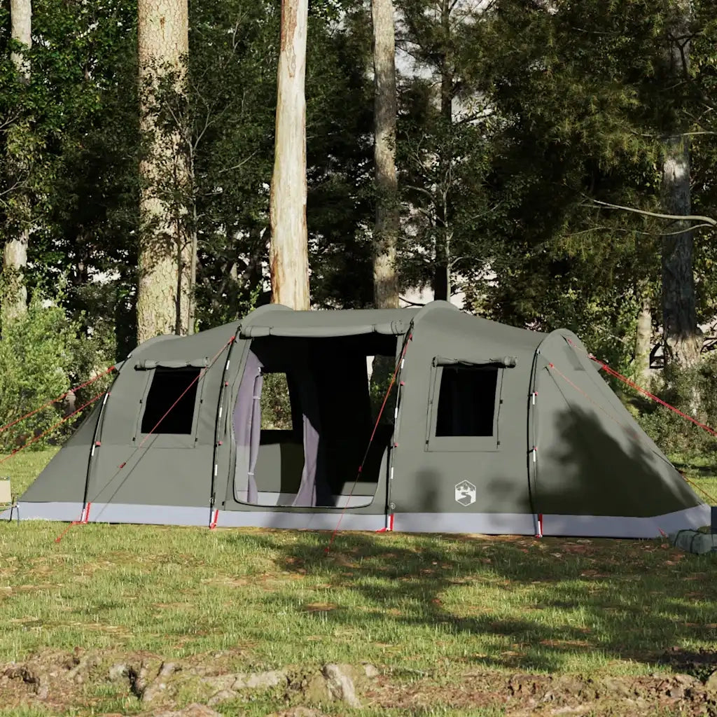 Tenda Familiare a Tunnel per 6 Persone-Tenda da campeggio Verde Oliva Impermeabile 230029