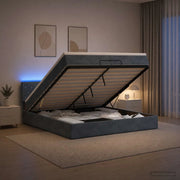 Letto Ottomano con Materasso e LED Grigio Scuro 200 x 200 cm 3457090