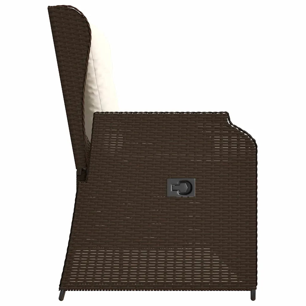 vidaXL Panchina da giardino con cuscino Marrone Poly Rattan