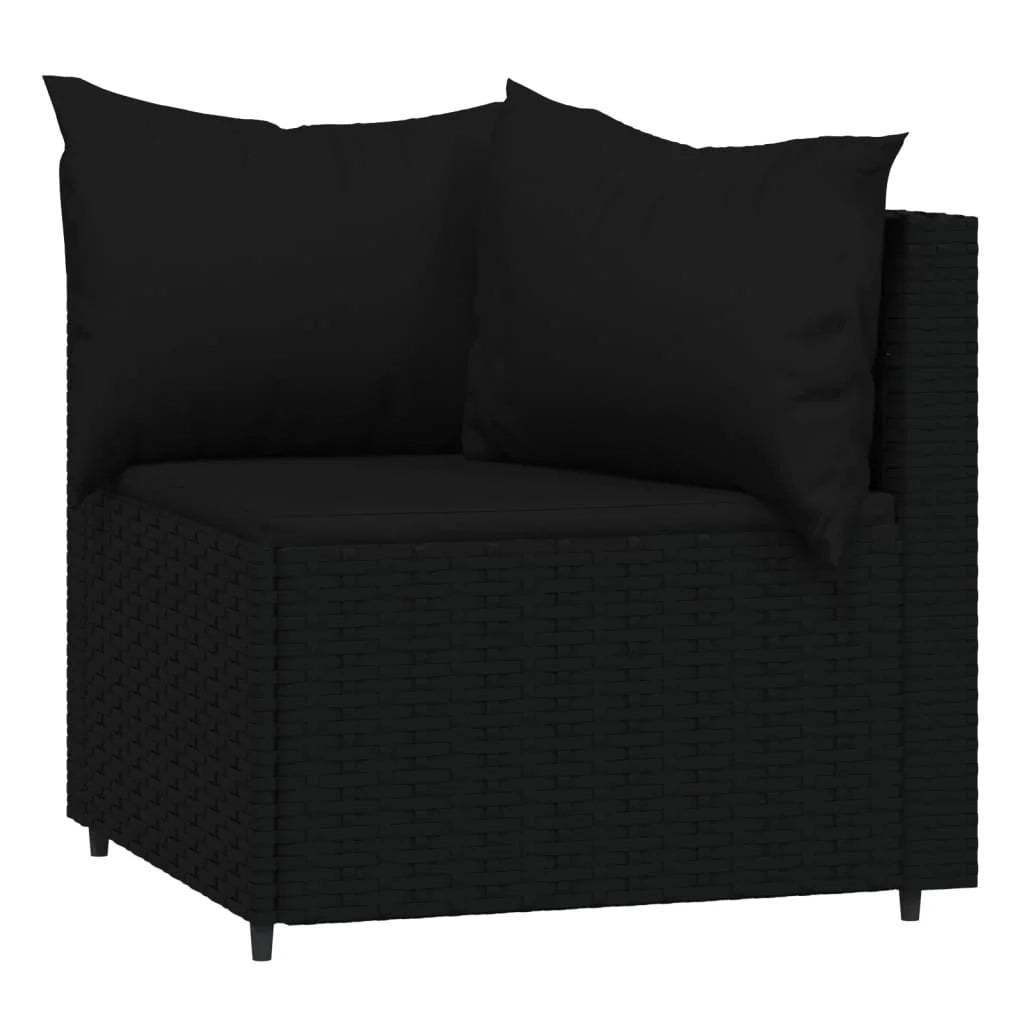 Set di mobili da giardino mobili da esterno set da 4 pezzi con cuscini resina intrecciata nera 02_0016163