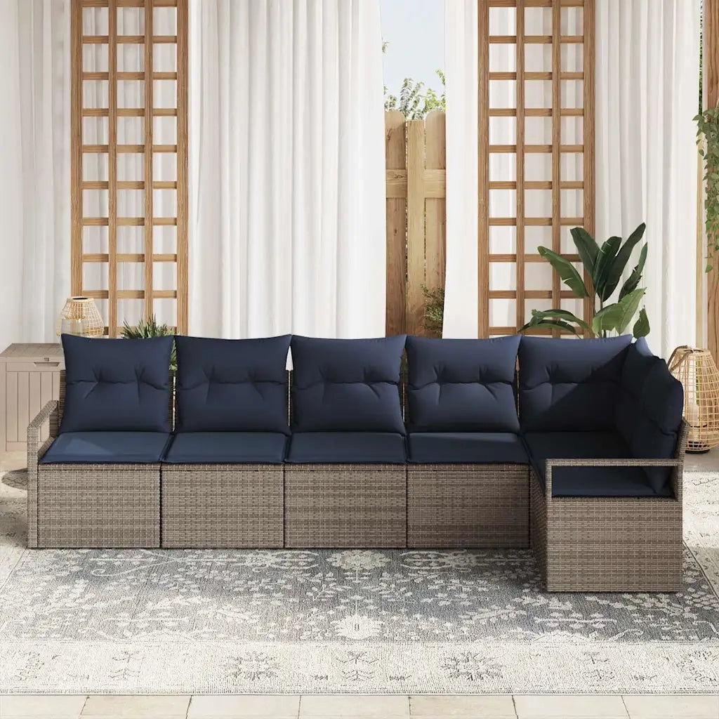 Set di divani 6 pcs Grigio polyrattan
