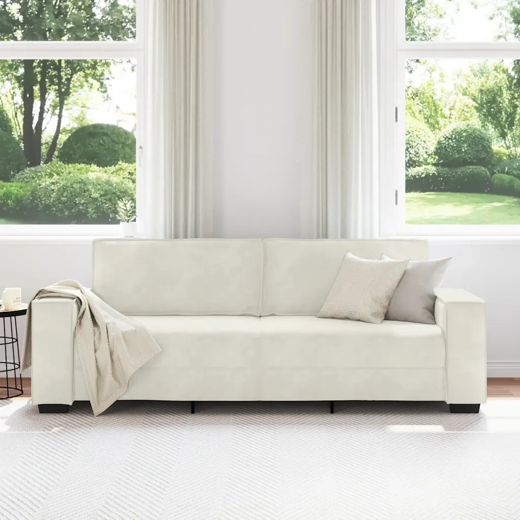 Divano a 3 Posti-Sofa 3 Posti Crema 180 cm in Velluto 183060