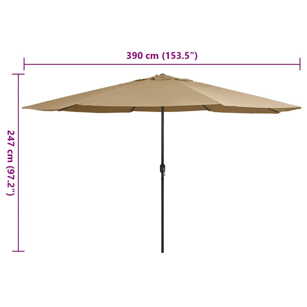 Ombrello | Parasolne da Giardino con Palo in Metallo 390 cm Tortora