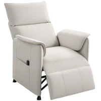 Poltrona Reclinabile Elettrica con Telecomando e Poggiapiedi, in Tessuto Effetto Velluto, 80x83x104 cm, Crema