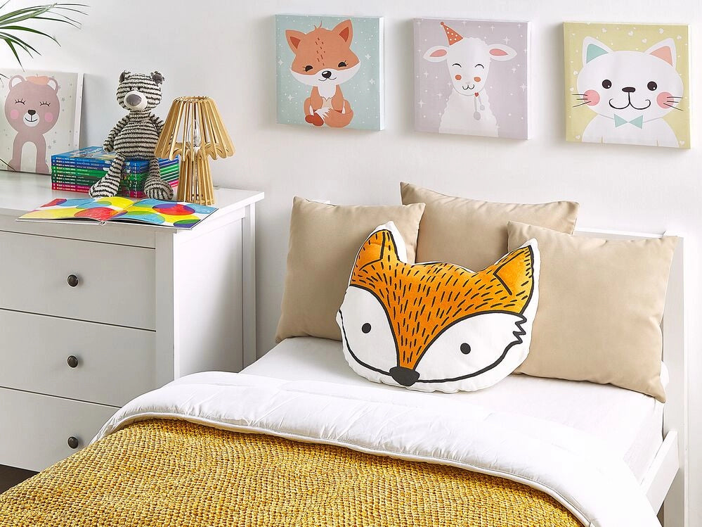 Cuscino per bambini in cotone arancione 50 x 40 cm a forma di volpe decorativo per camerette con animali