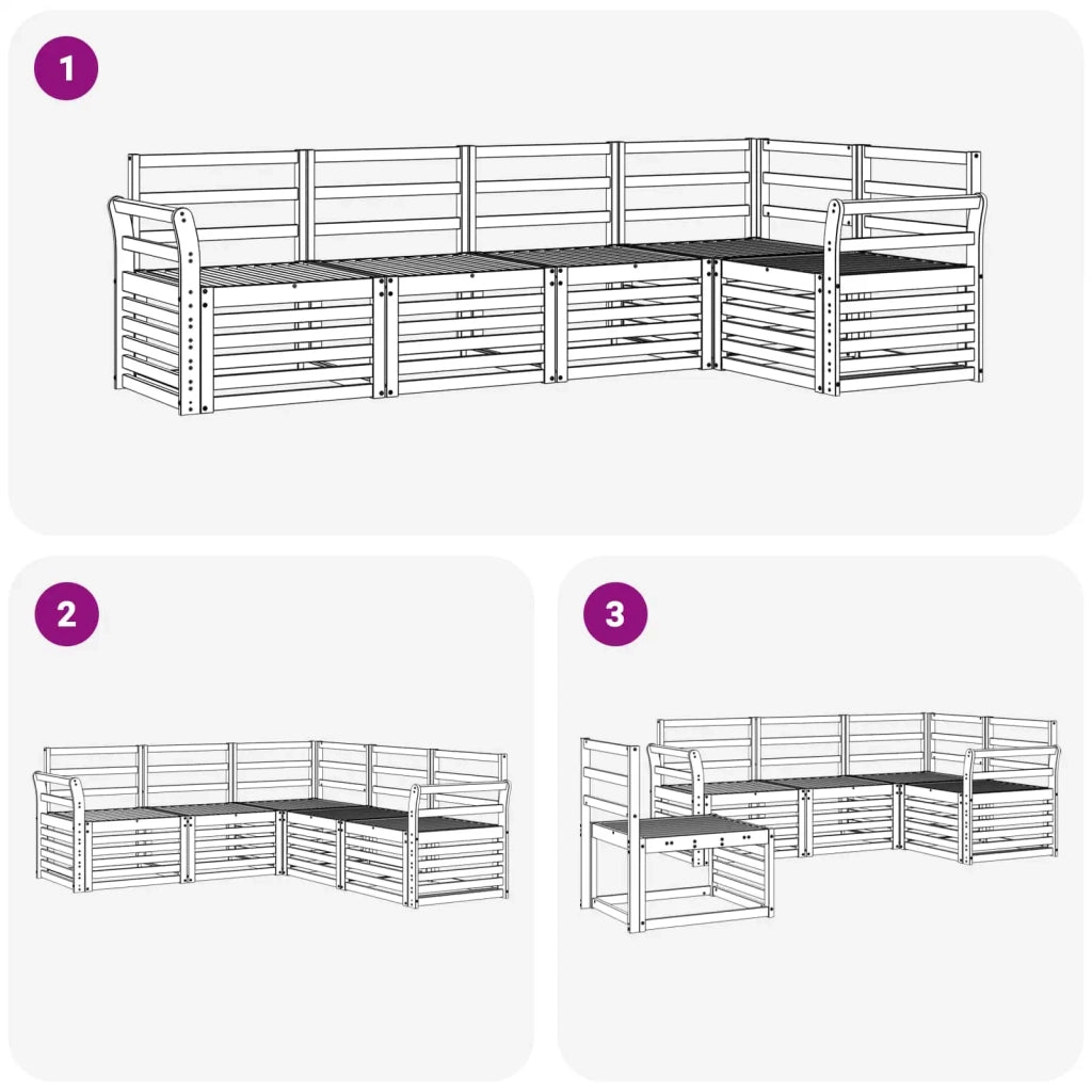 Set di divani da esterno 5 pcs Bianco 249 x 130,5 x 73 cm 3391834