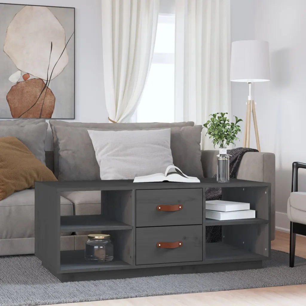 Tavolino da Salotto-Tavolino da soggiorno Grigio 100x50x41 cm Legno Massello di Pino 778443