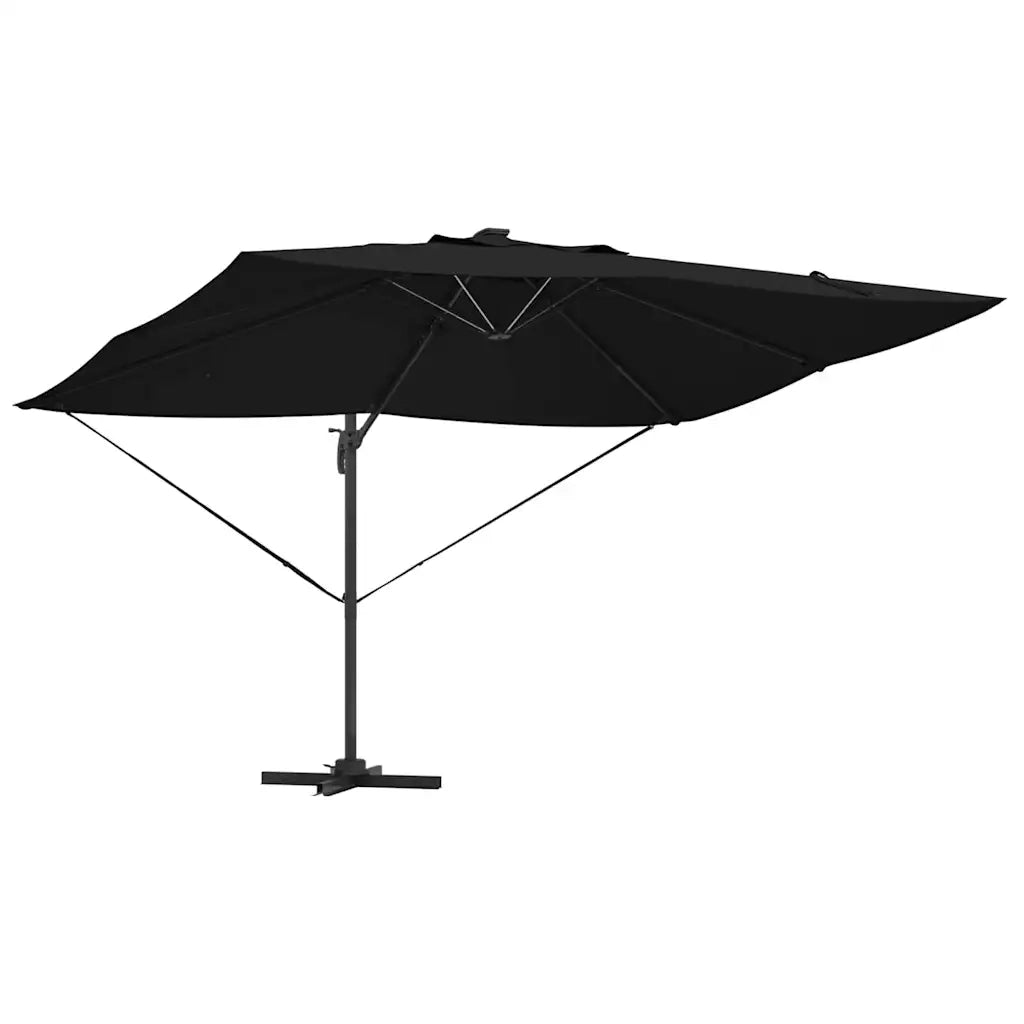 Ombrellone-Ombrello da giardino Nero 352 x 251 x 265 cm Poliestere e Alluminio