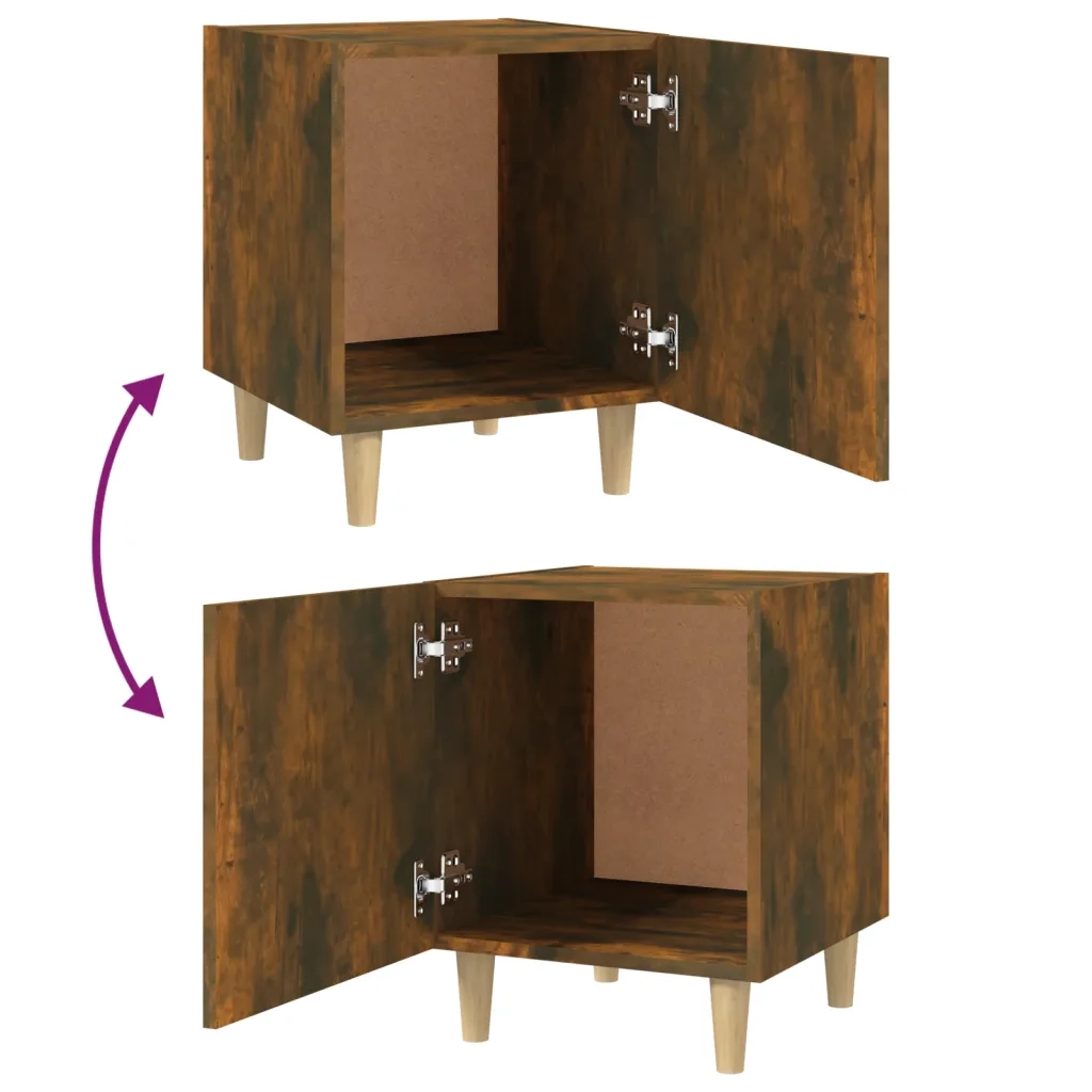 Set di 2 Comodini | Armadio da Notte | Mobiletto da notte Rovere Fumo in Legno Multistrato