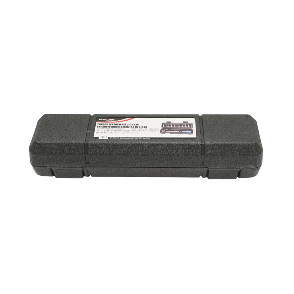 Kit chiave dinamometrica a cricchetto 2-24 NM con prolunga e 14 punte Breckner Germany
