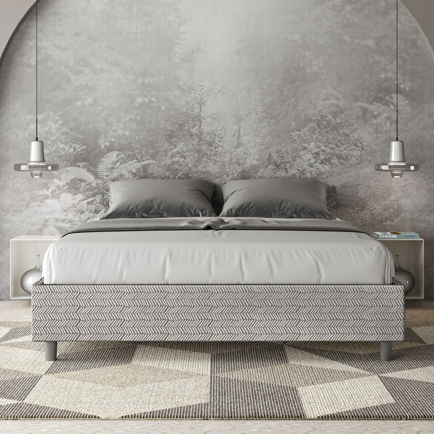 Letto Matrimoniale Sommier 160x210 cm con Rete Azelia Aragona 1 Bianco