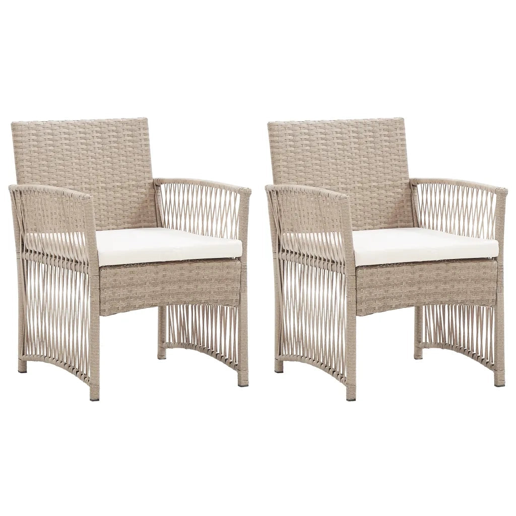 Poltrone da Giardino con Cuscini 2 pz Beige in Polyrattan 363408