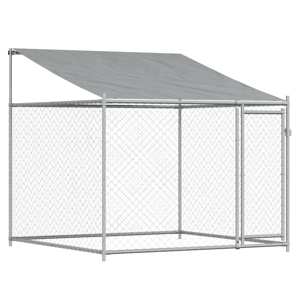 Gabbia Cani con Tetto e Porte Grigia 6x2x2 m in Acciaio Zincato 3209564