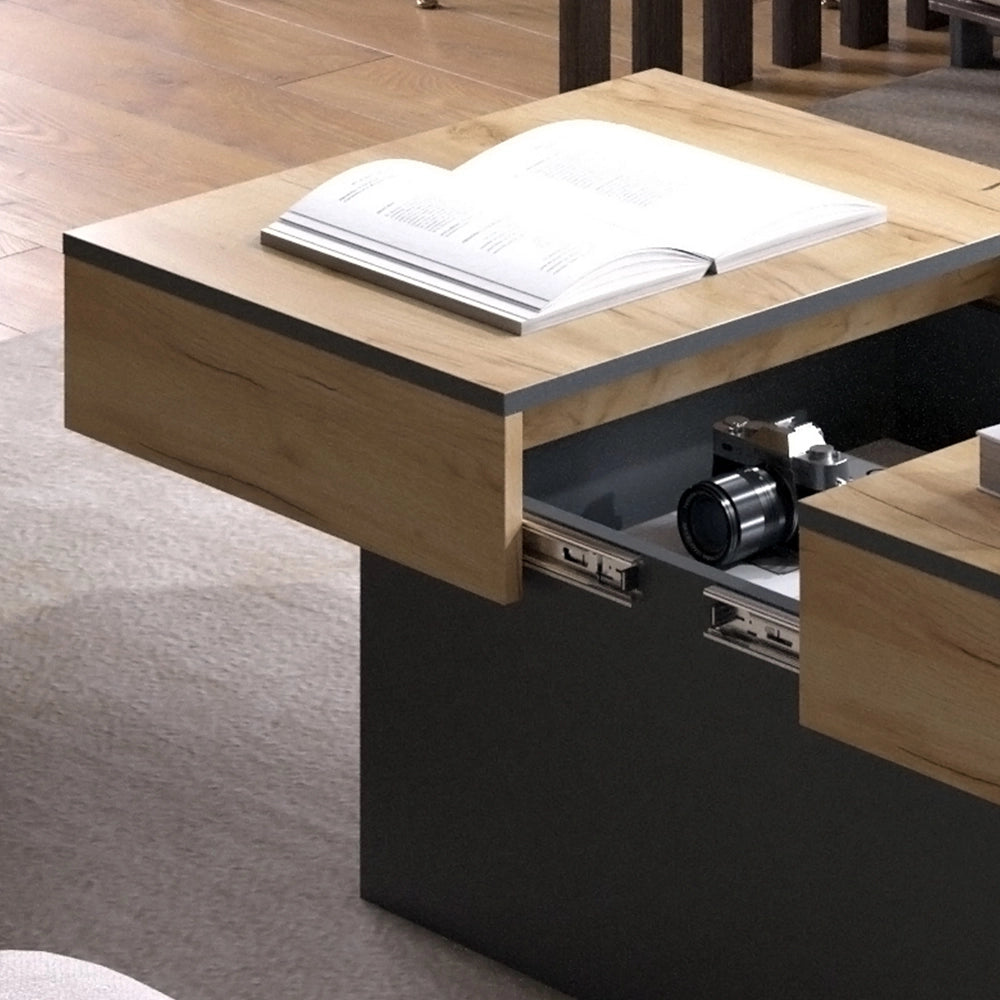 Vicco Tavolino Antracite/quercia dorata 95 x 58 cm Estensibile
