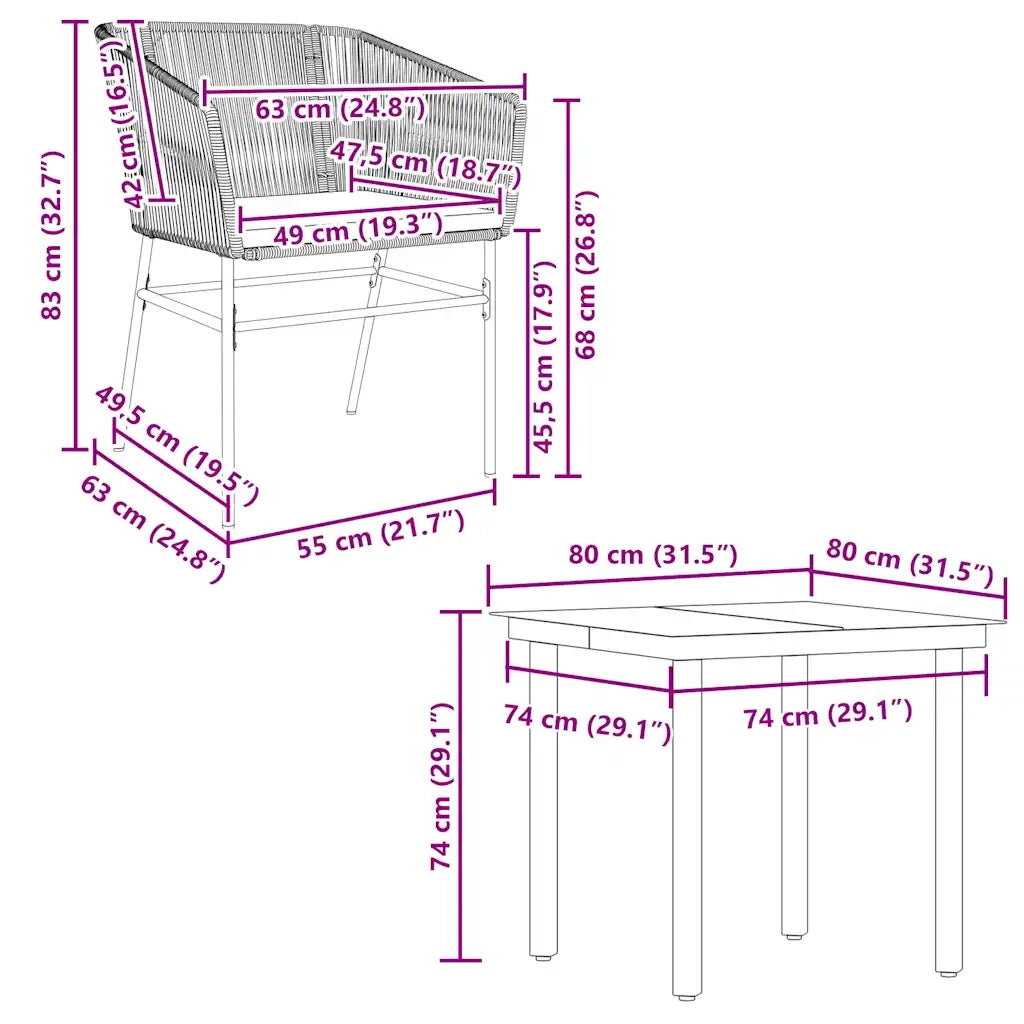 Set da Pranzo da Giardino con Cuscini 5 pz Polyrattan Vetro 3334612