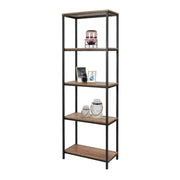 Scaffale aperto a 5 ripiani - 60x30x180 cm, colore quercia scura e nero - Collezione OAKLANDER