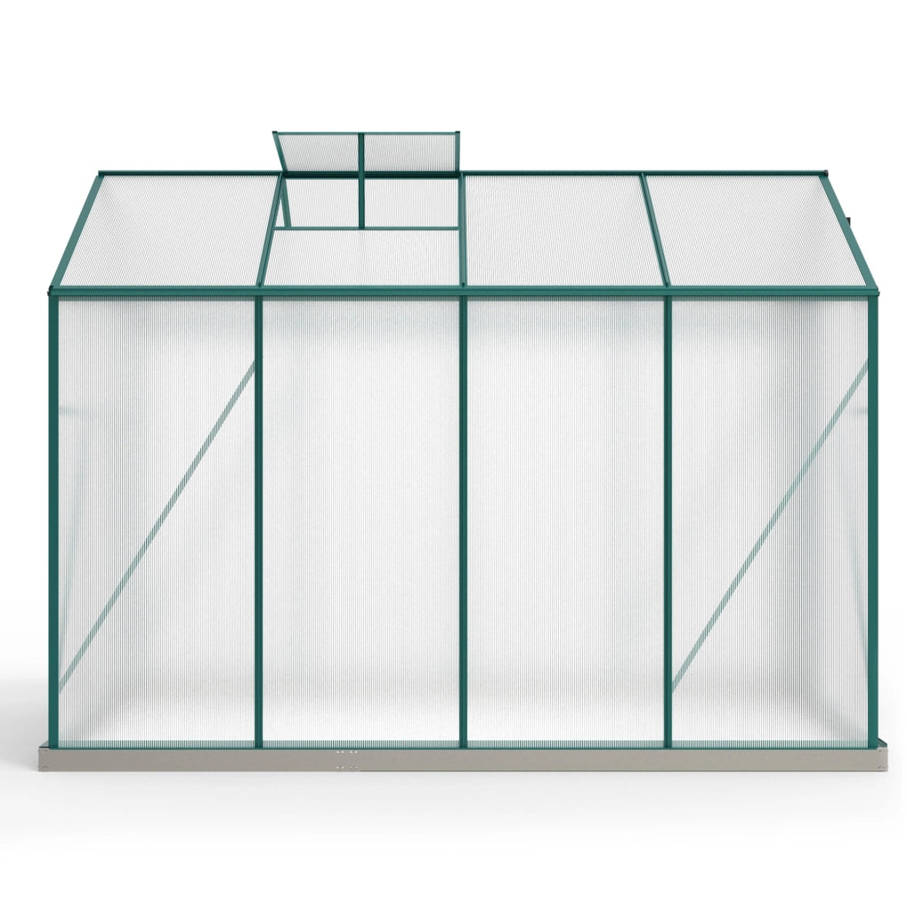 Serra da giardino 190x253 cm verde in alluminio, porta scorrevole e finestra