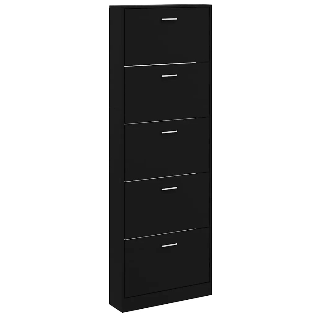 Scarpiera Nera 59x17x169 cm in Legno Multistrato 342512