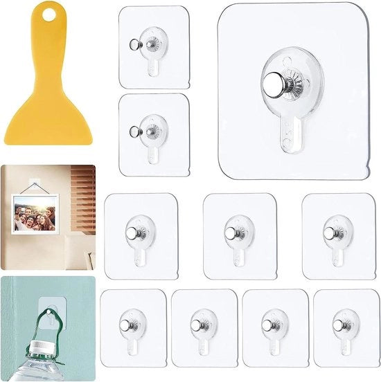 Haken per foto e poster - haken per decorazioni - hanger per foto e poster - senza perforazione - 10 pezzi - per foto, poster, dipinti decorativi - con piccola raschietta