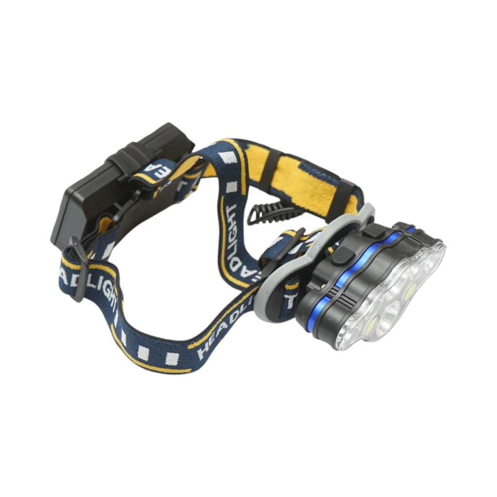 Lampada frontale Crownman a 8 LED, 3 modalità di illuminazione, batteria ricaricabile tramite USB da 2200 mAh.