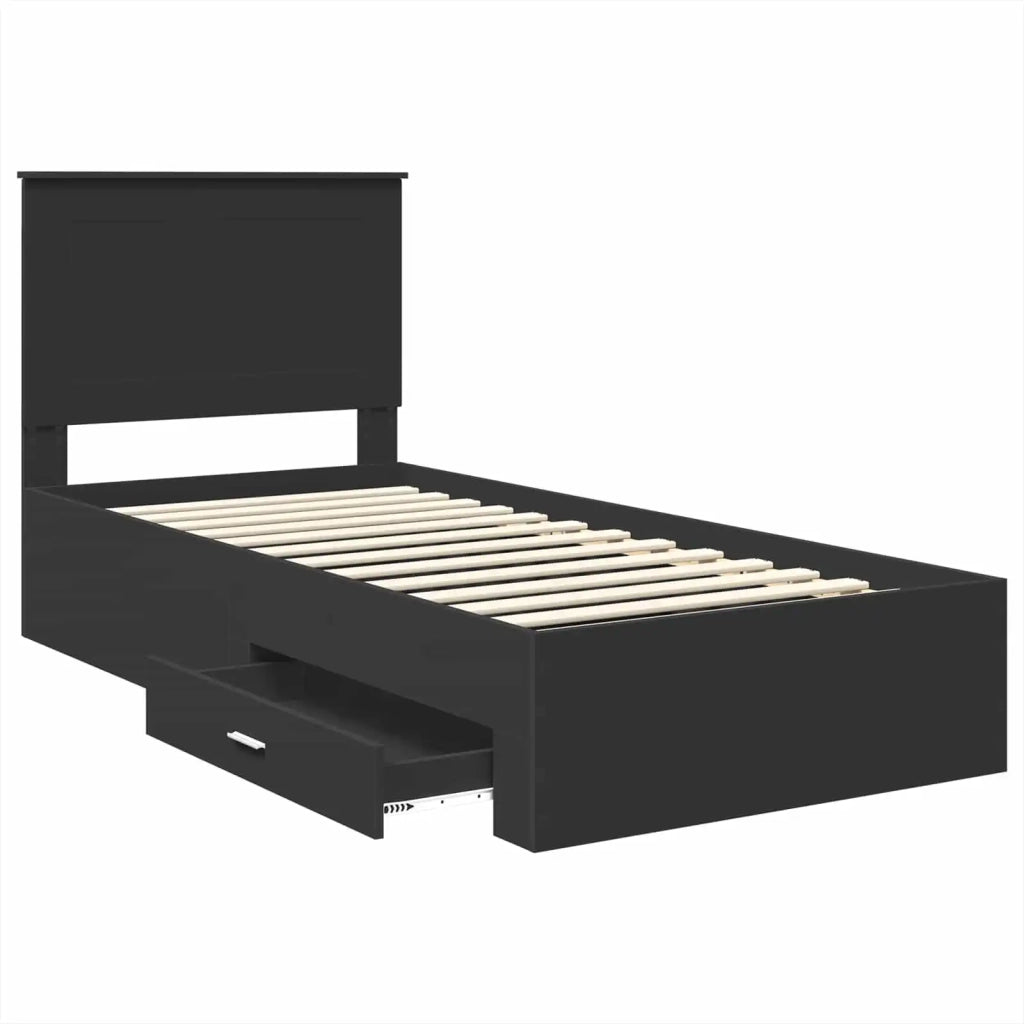 Struttura del letto con testiera Nero e Argento 100 x 200 cm 3409686