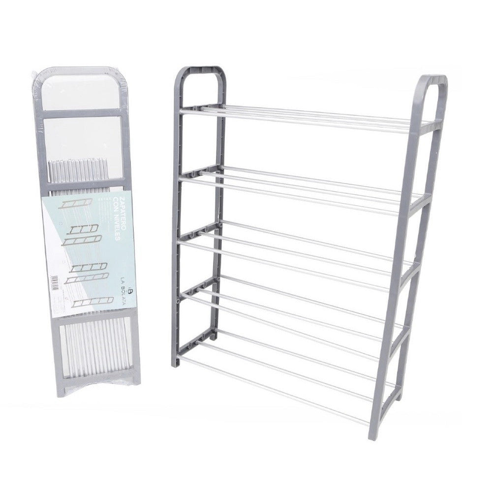 Trade Shop - Scarpiera In Plastica 5 Ripiani Livelli Salvaspazio 50x19x68cm Porta Scarpe Casa -