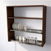 Pensile Scolapiatti H 90X L 90X P 33 Completo Di Scolapiatti In Acciaio Inox. Spedizione In Kit In Colore Noce