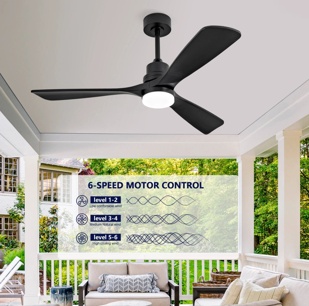 VENTILATORE DA SOFFITTO 132,08 cm con LED Dimmerabile Nero